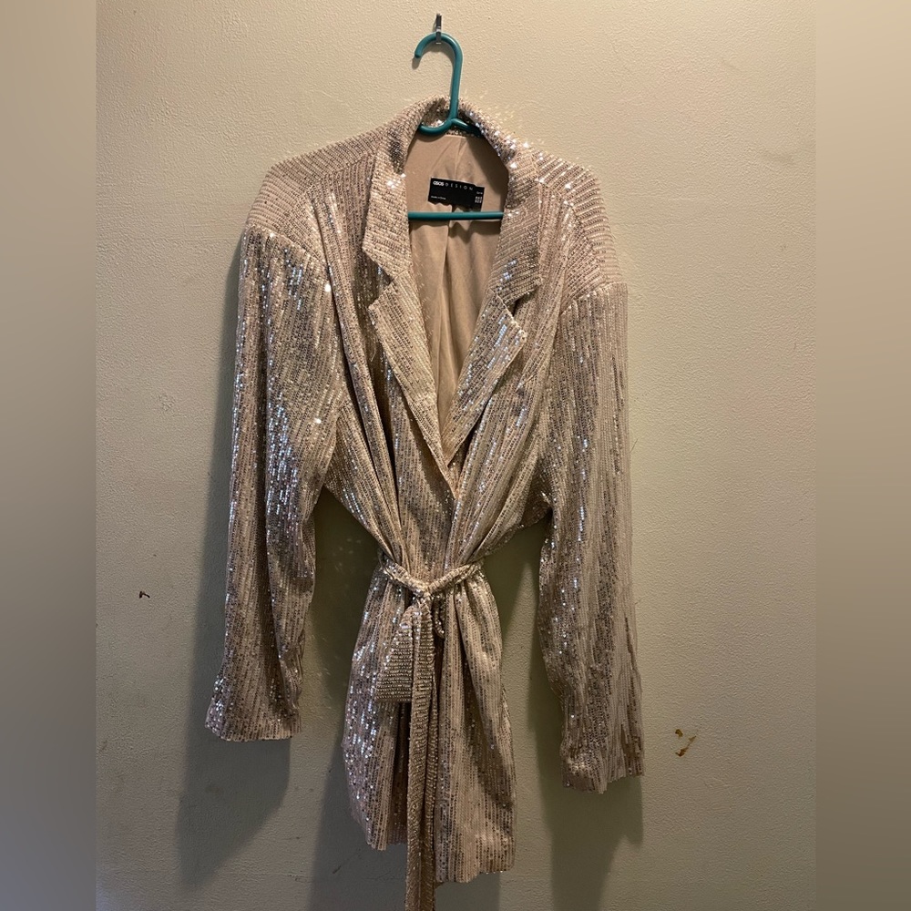 ASOS curve size 24 tie front sequined jacket.